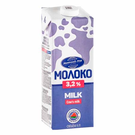 Молоко стерилизованное 3,2% "Молочный мир" 1 л