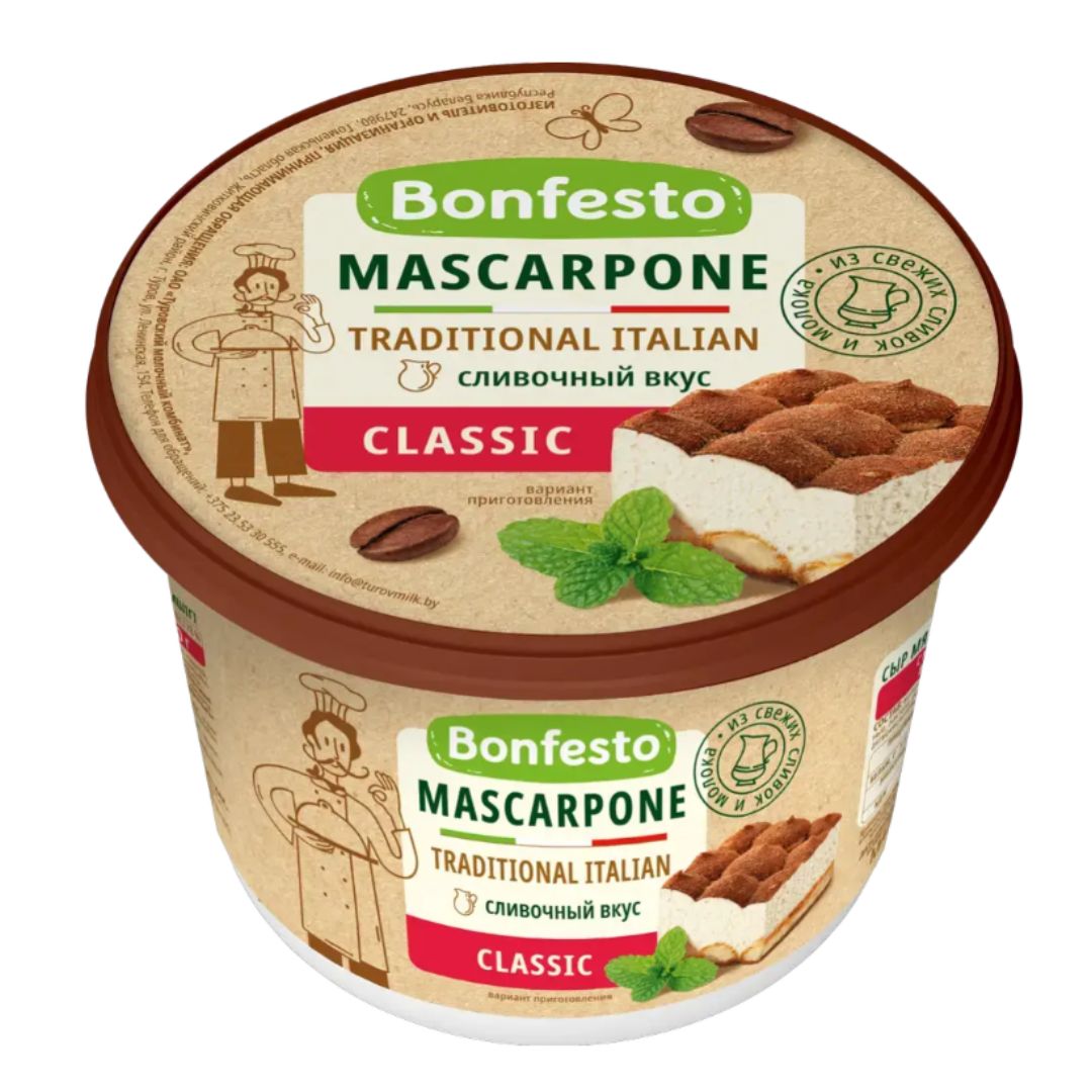 Сыр мягкий "Маскарпоне" 78%, 500 г (Bonfesto)